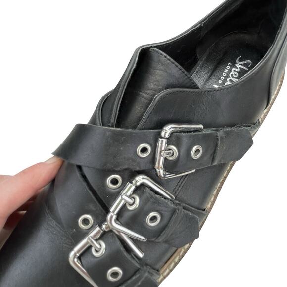 Shellys London Creepers Buckles Black Leather Size Approx US Women 11 - Picture 16 of 16